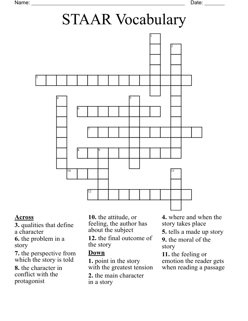 STAAR Vocabulary  Crossword