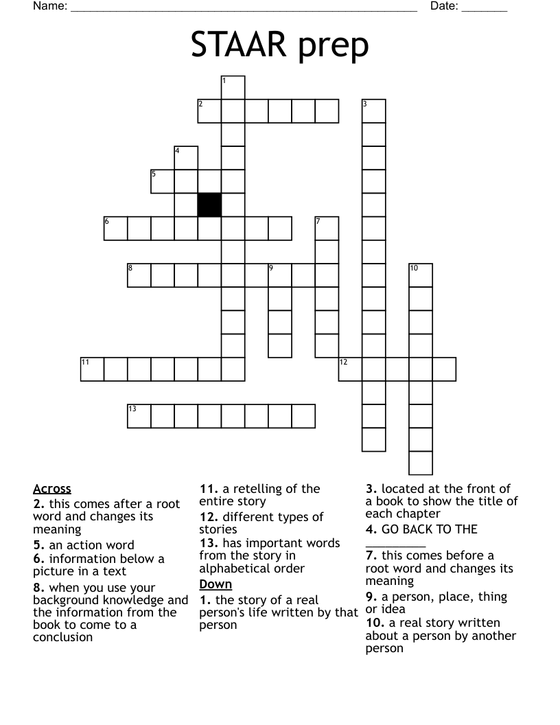 STAAR prep  Crossword