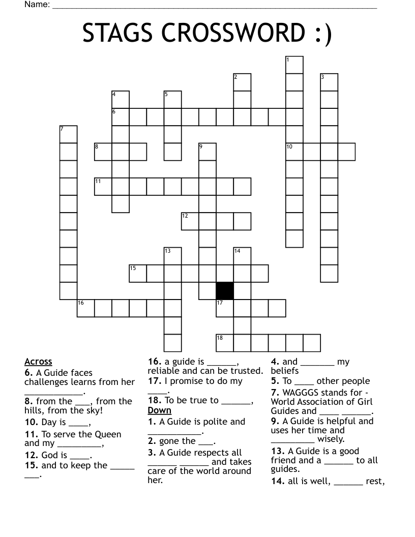 STAGS CROSSWORD :)