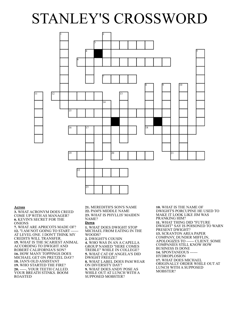 STANLEY'S CROSSWORD