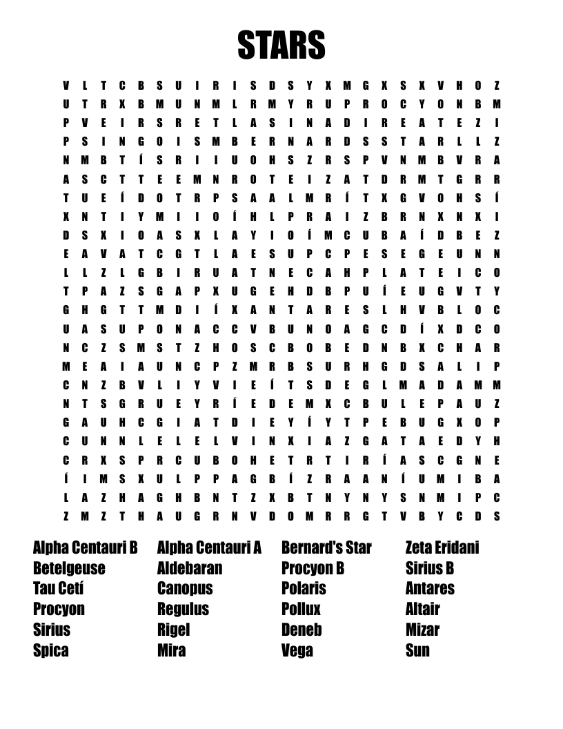 STARS Word Search