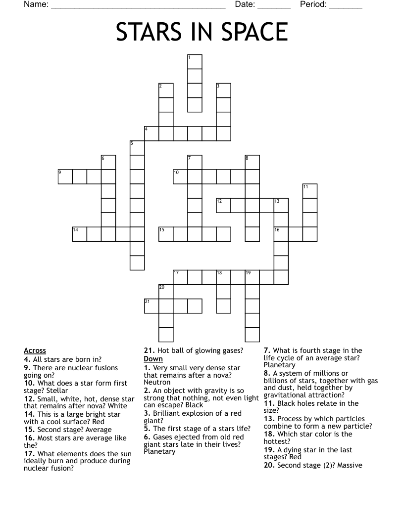 STARS IN SPACE Crossword