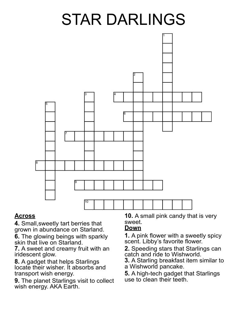 STAR DARLINGS Crossword