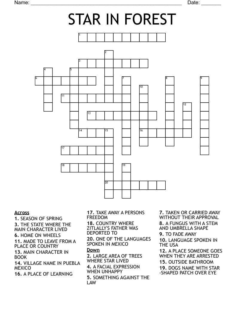STAR IN FOREST Crossword