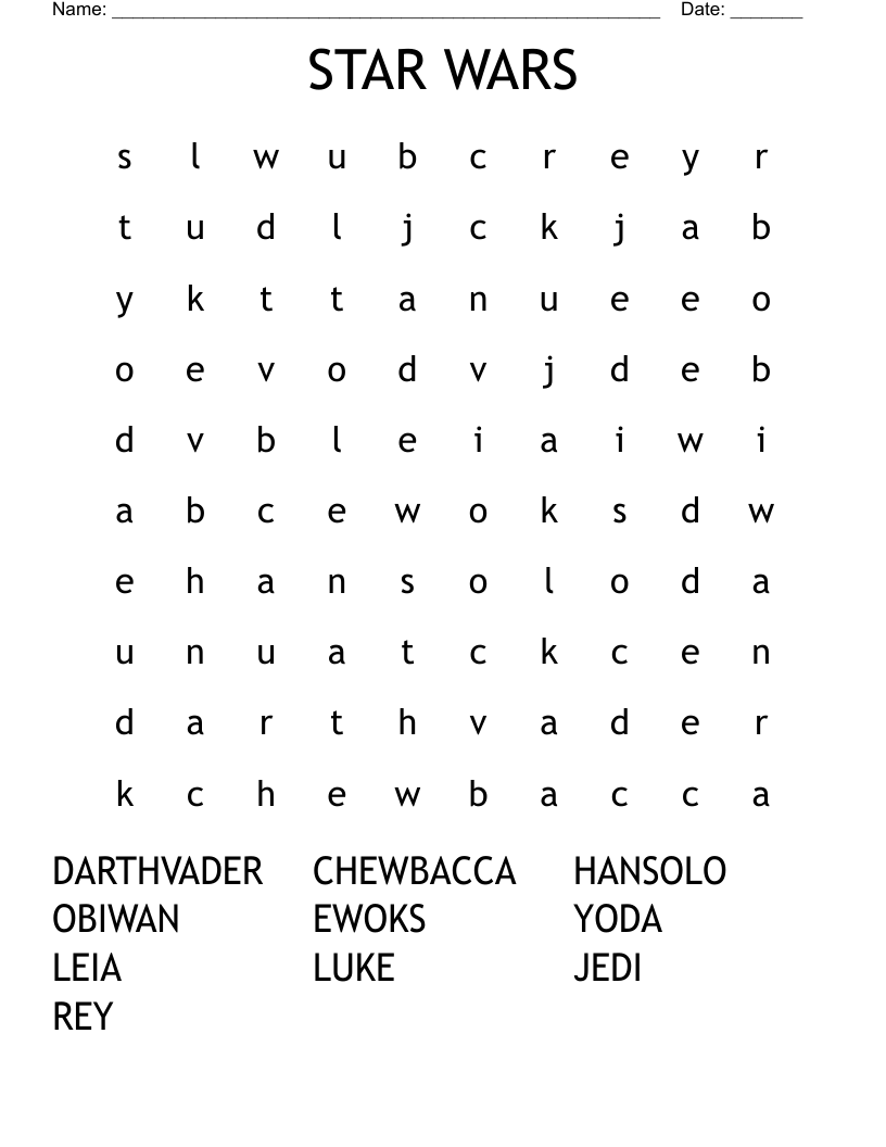 STAR WARS Word Search