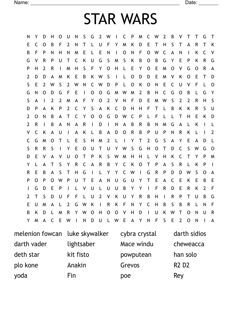 STAR WARS Word Search