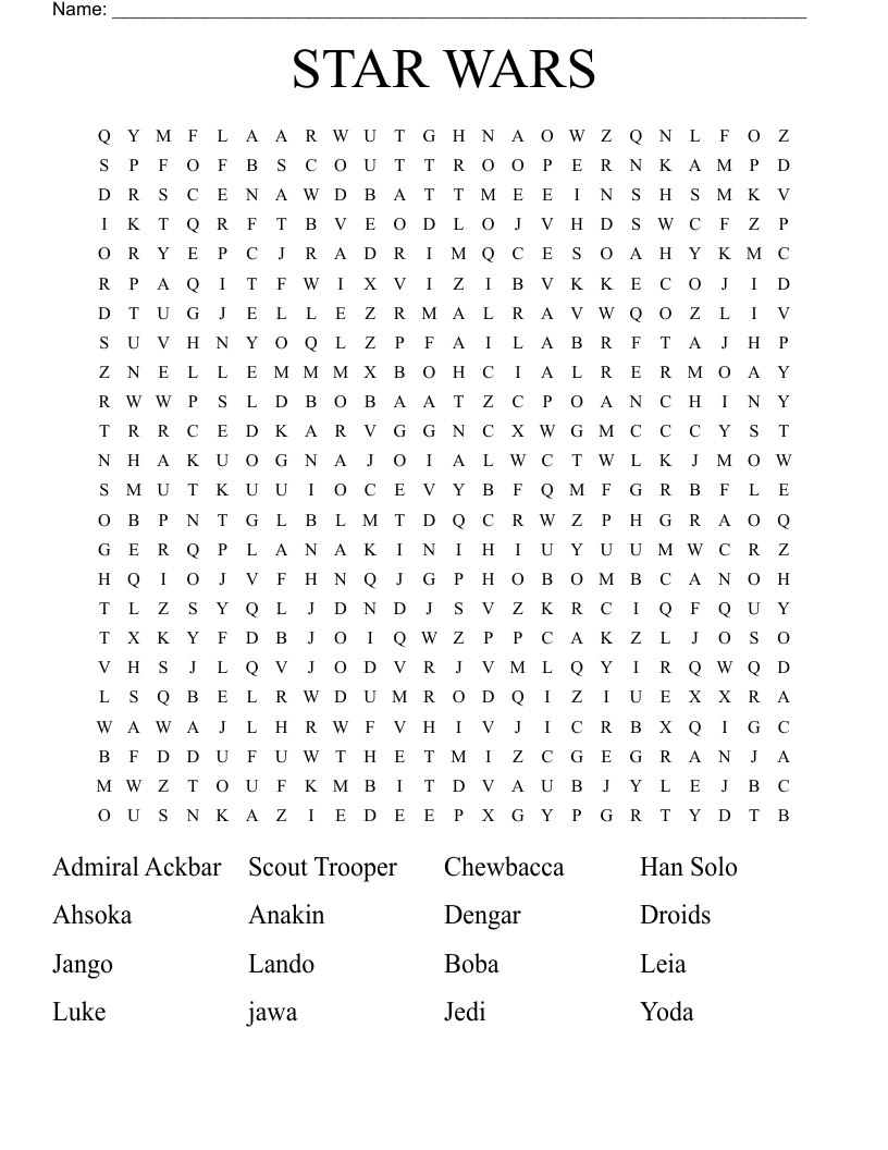 STAR WARS Word Search