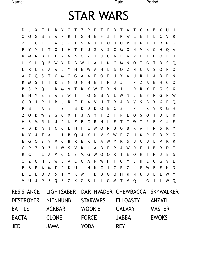 STAR WARS Word Search