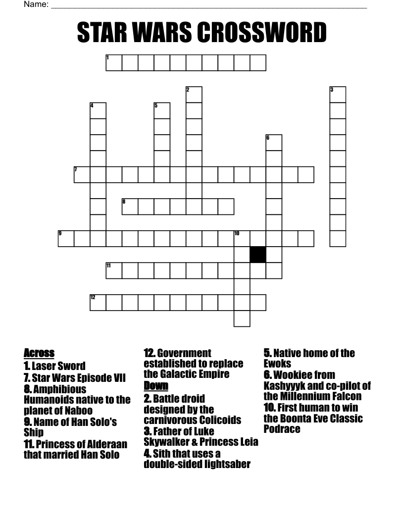 STAR WARS CROSSWORD