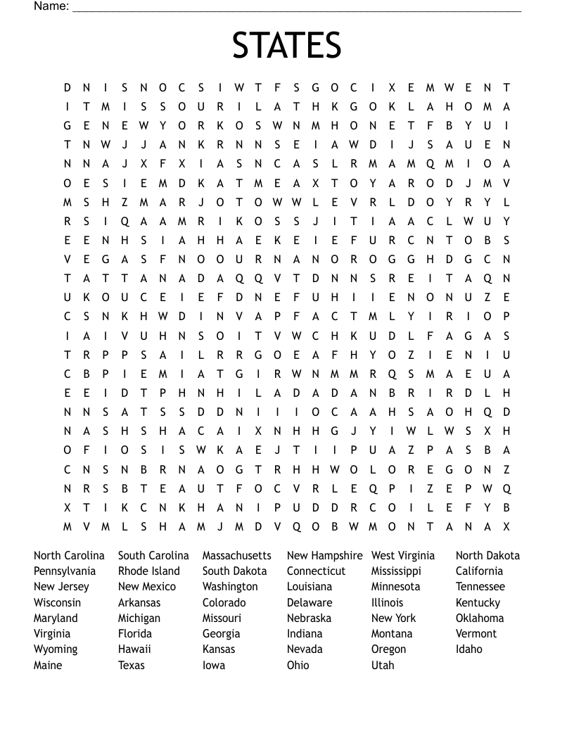 STATES Word Search