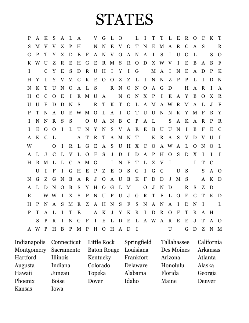 STATES Word Search