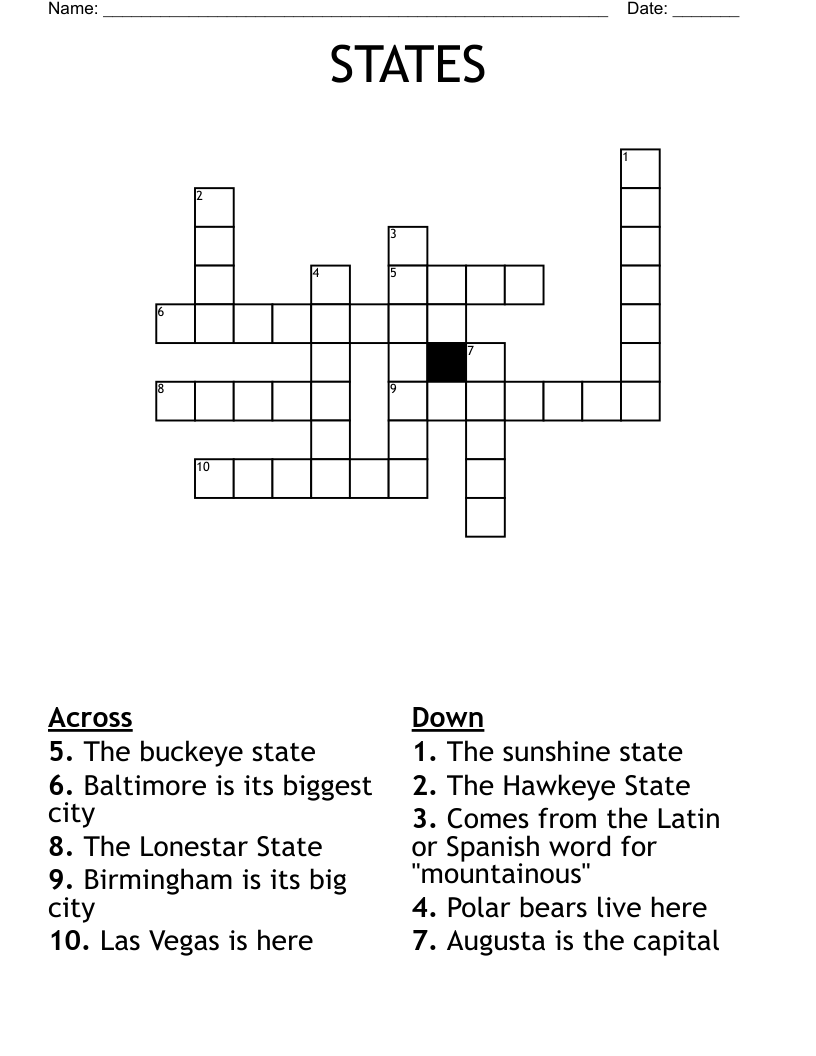 STATES Crossword