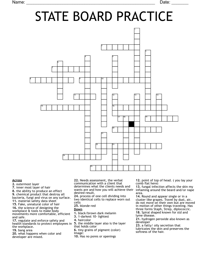 STATE BOARD PRACTICE Crossword