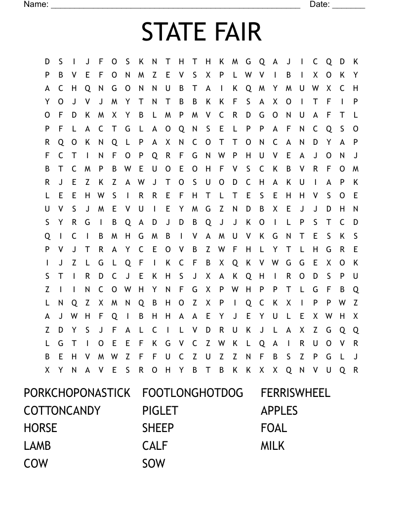 STATE FAIR Word Search