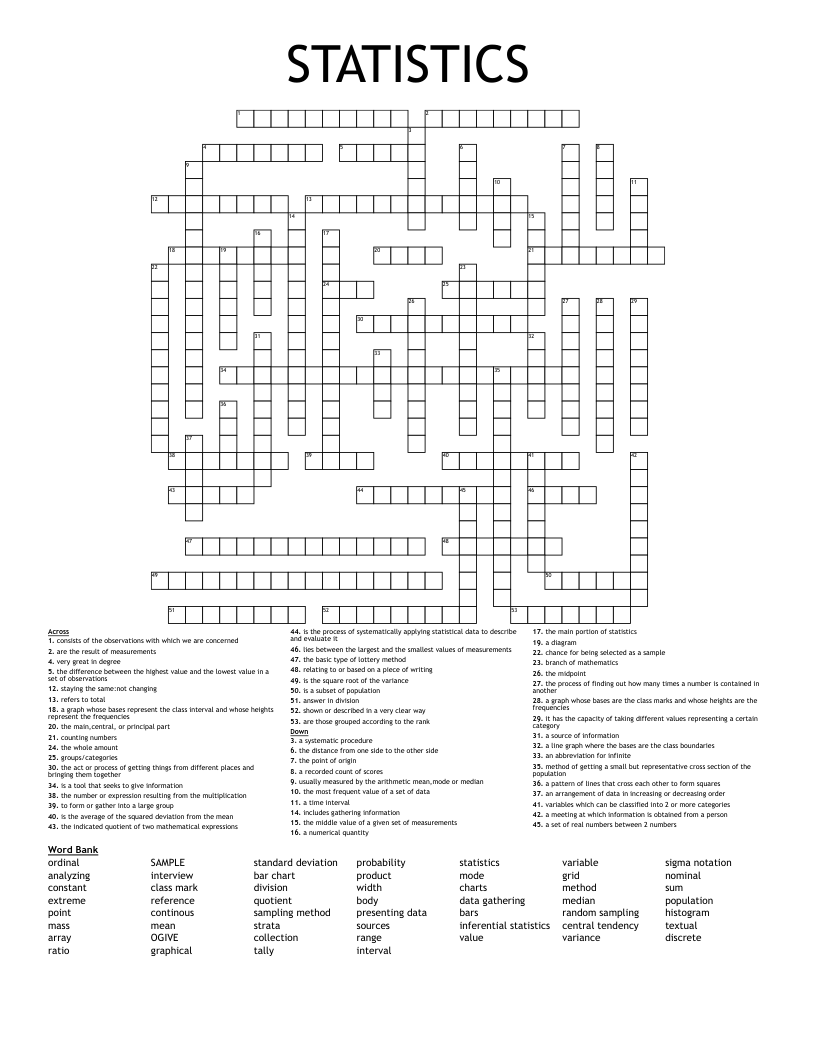 STATISTICS Crossword