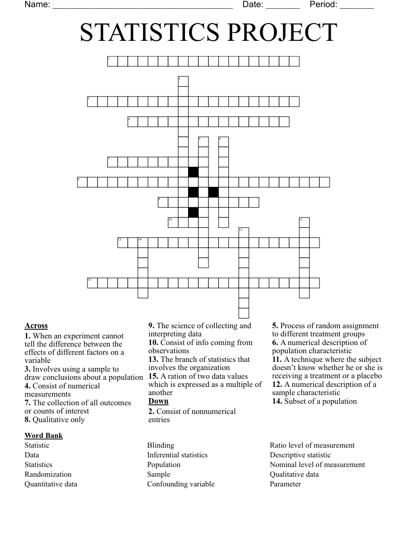 STATISTICS PROJECT Crossword