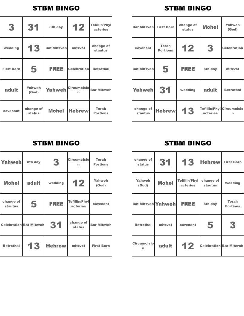 STBM BINGO