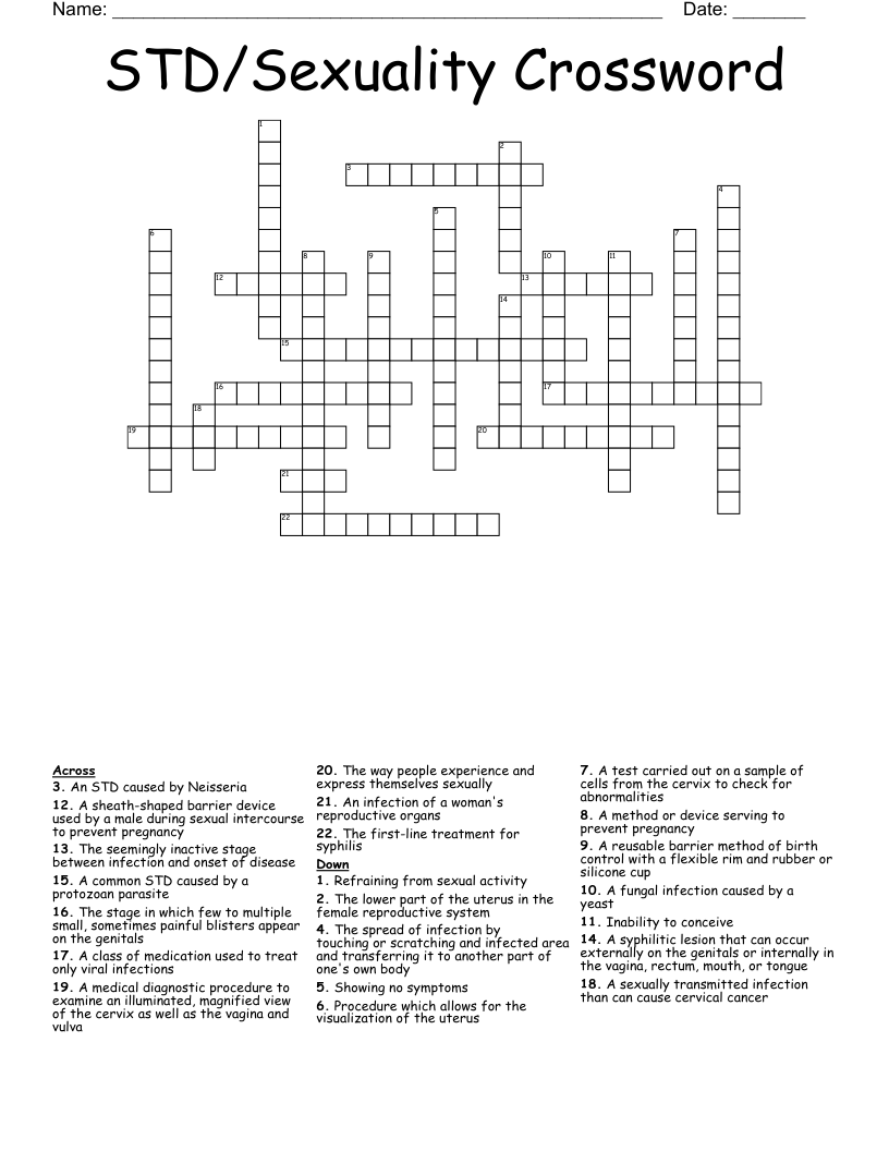 STD/Sexuality Crossword