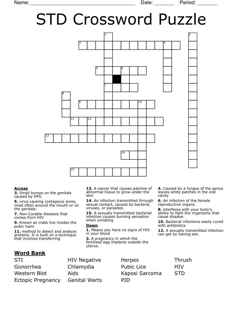 STD Crossword Puzzle