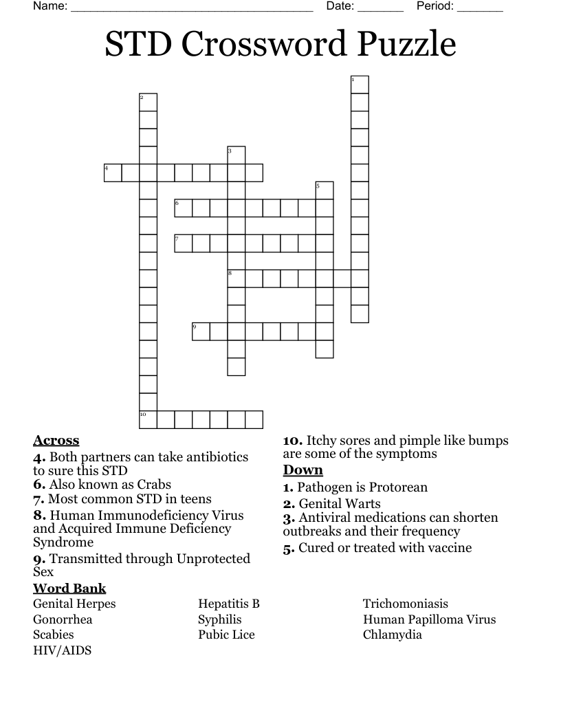 STD Crossword Puzzle 