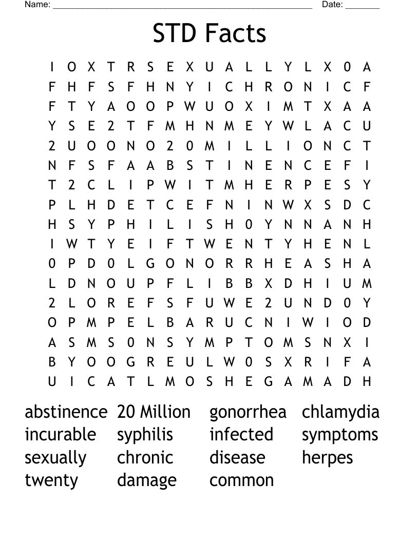 STD Facts Word Search