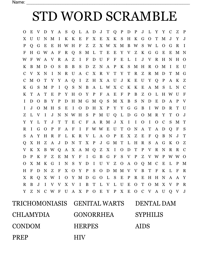 STD WORD SCRAMBLE Word Search