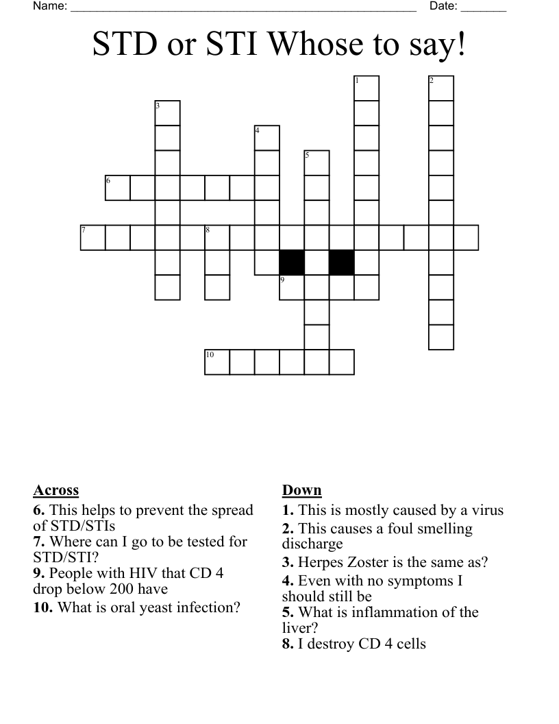 STD or STI Whose to say! Crossword