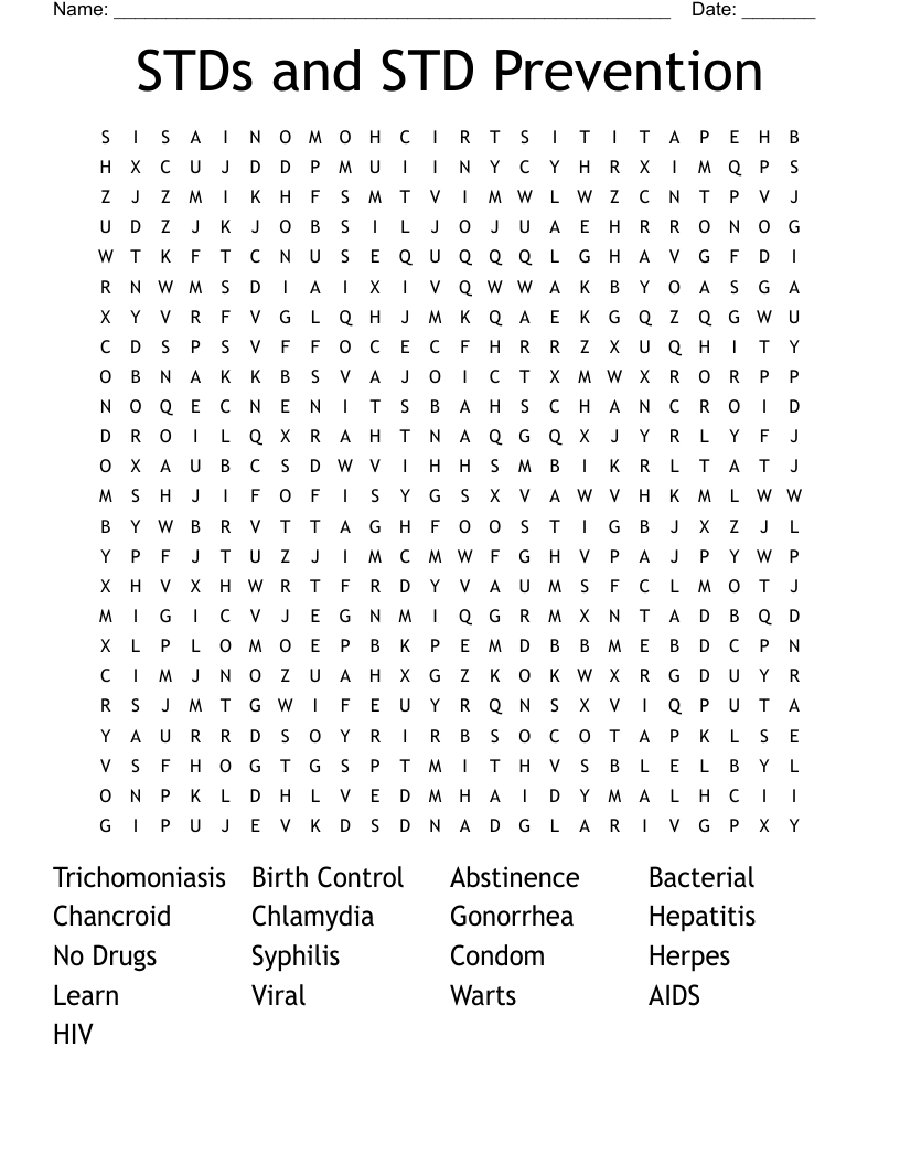 STDs and STD Prevention Word Search