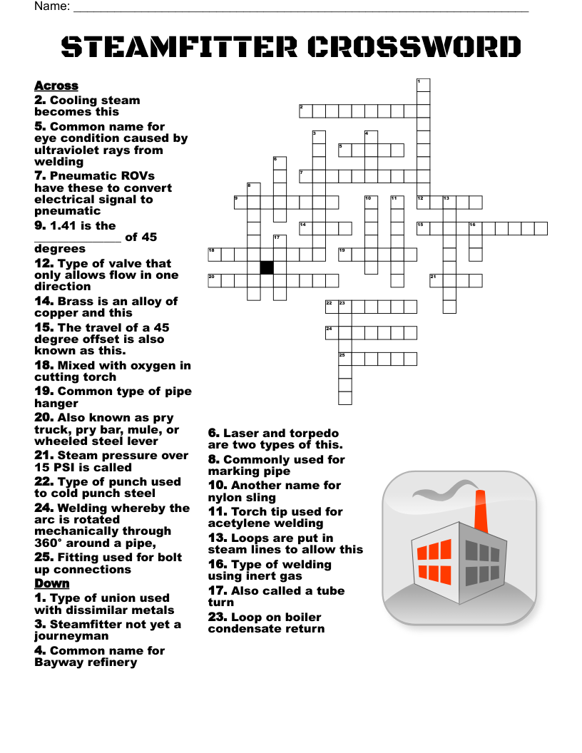 STEAMFITTER CROSSWORD