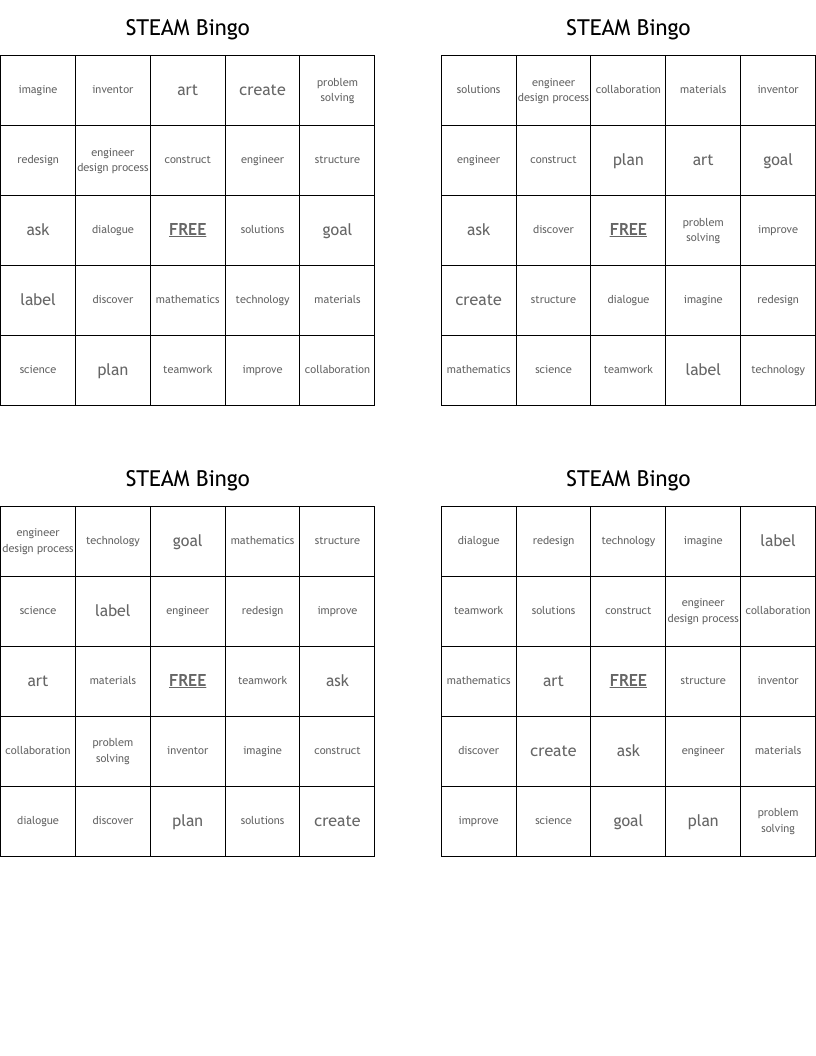 STEAM Bingo