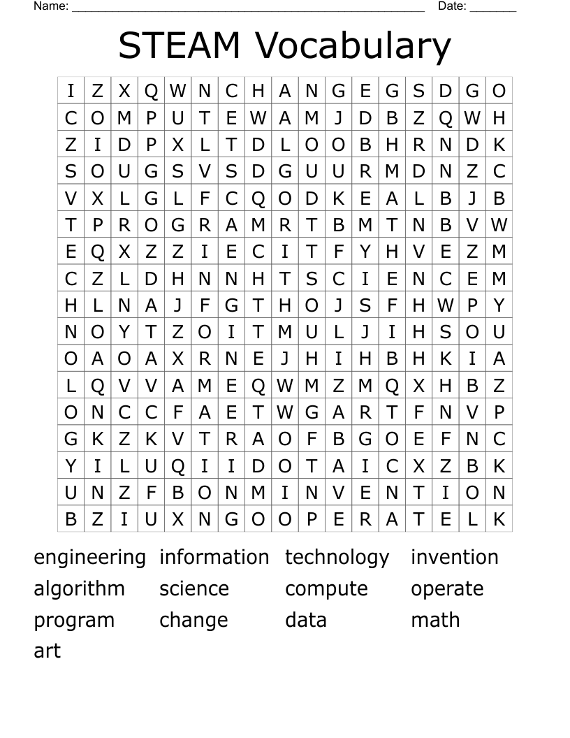 STEAM Vocabulary Word Search