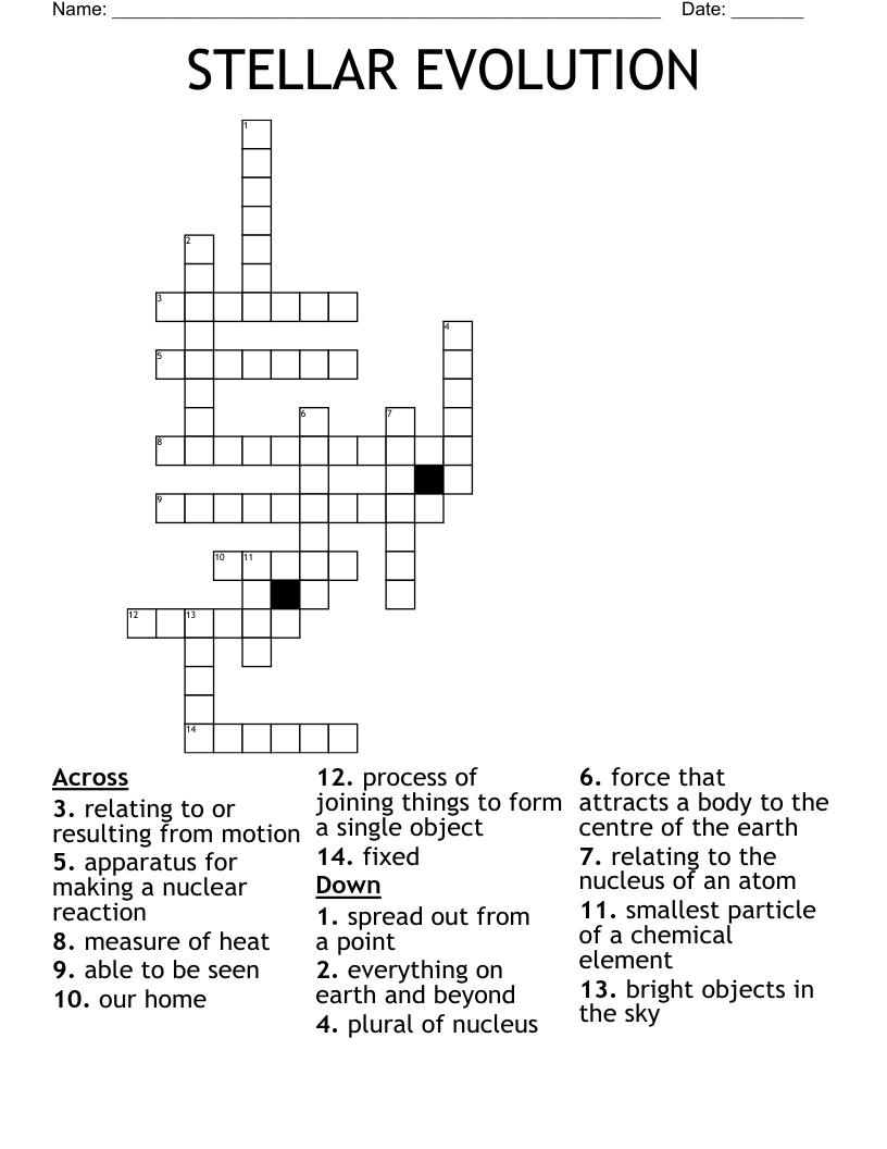 STELLAR EVOLUTION Crossword