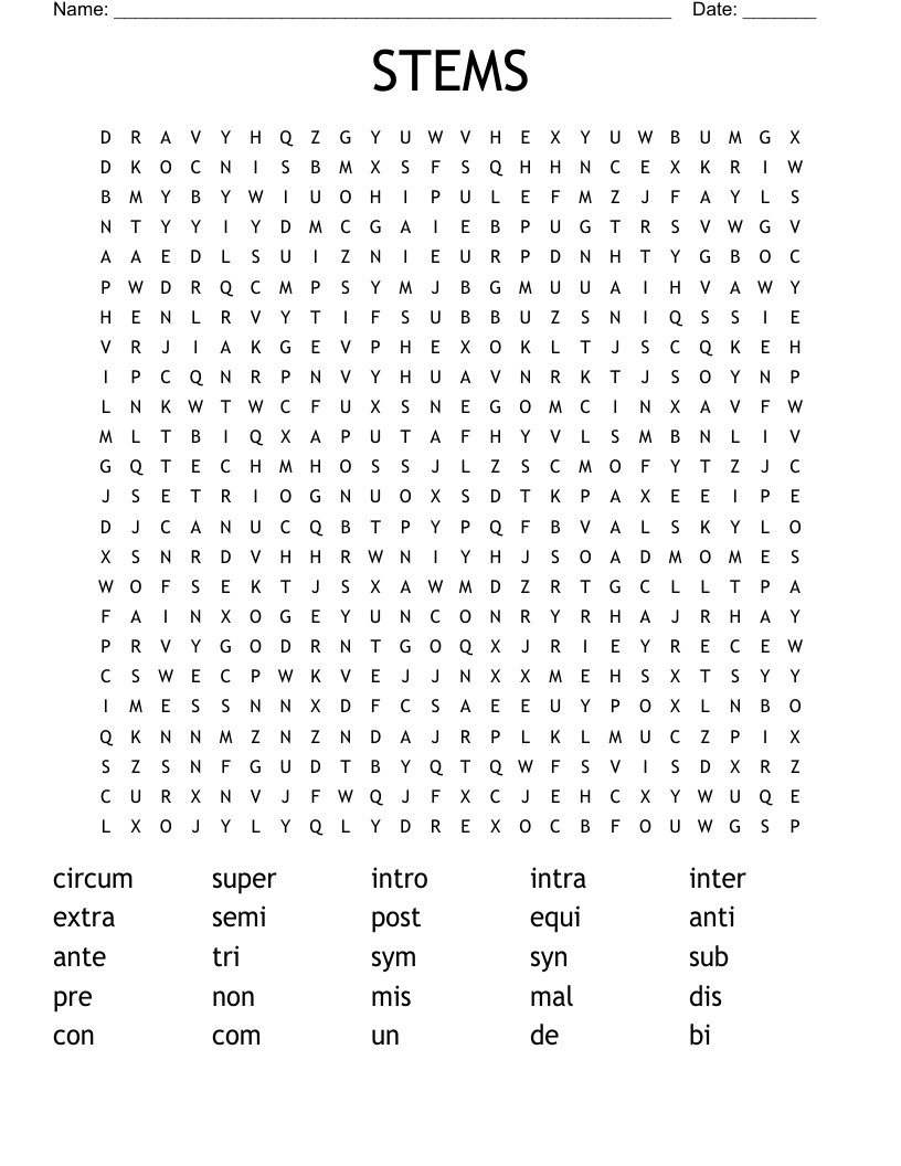 STEMS Word Search