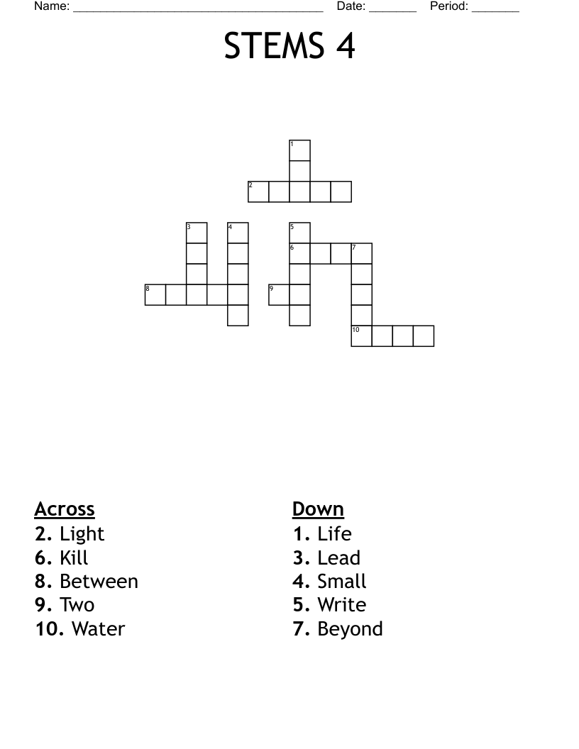 STEMS 4 Crossword