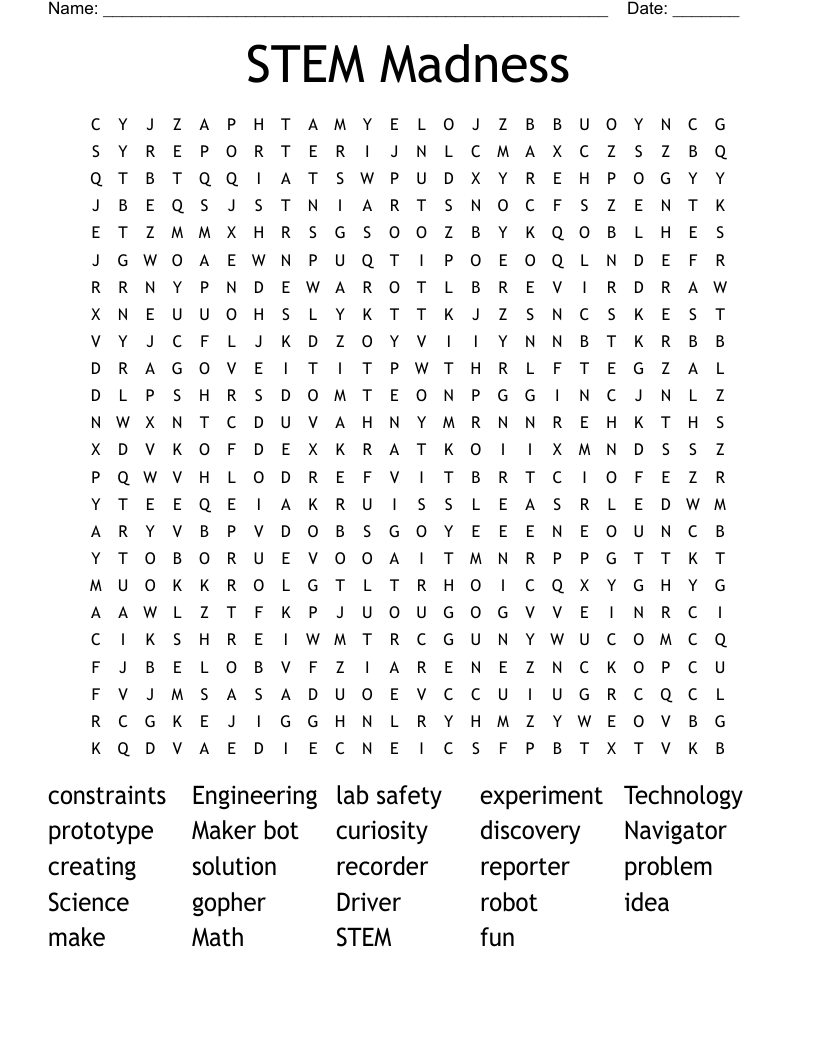 STEM Madness Word Search
