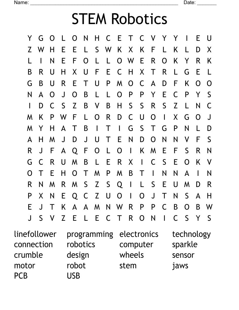 STEM Robotics Word Search