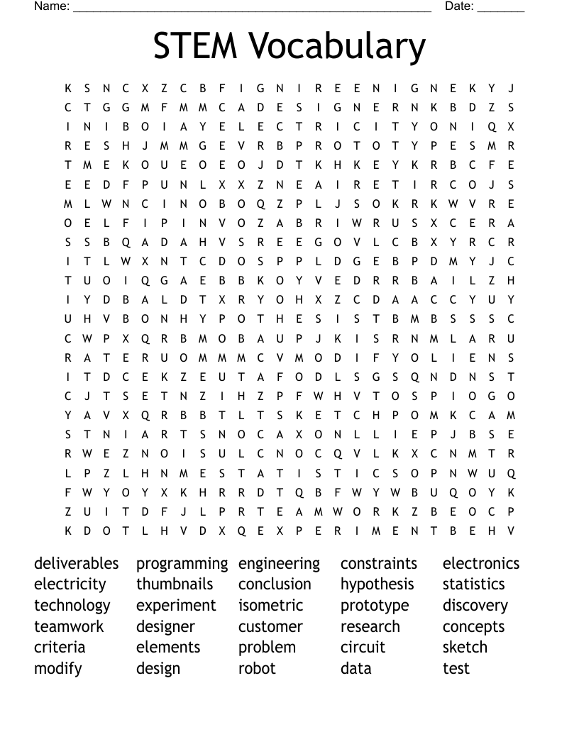 STEM Vocabulary Word Search