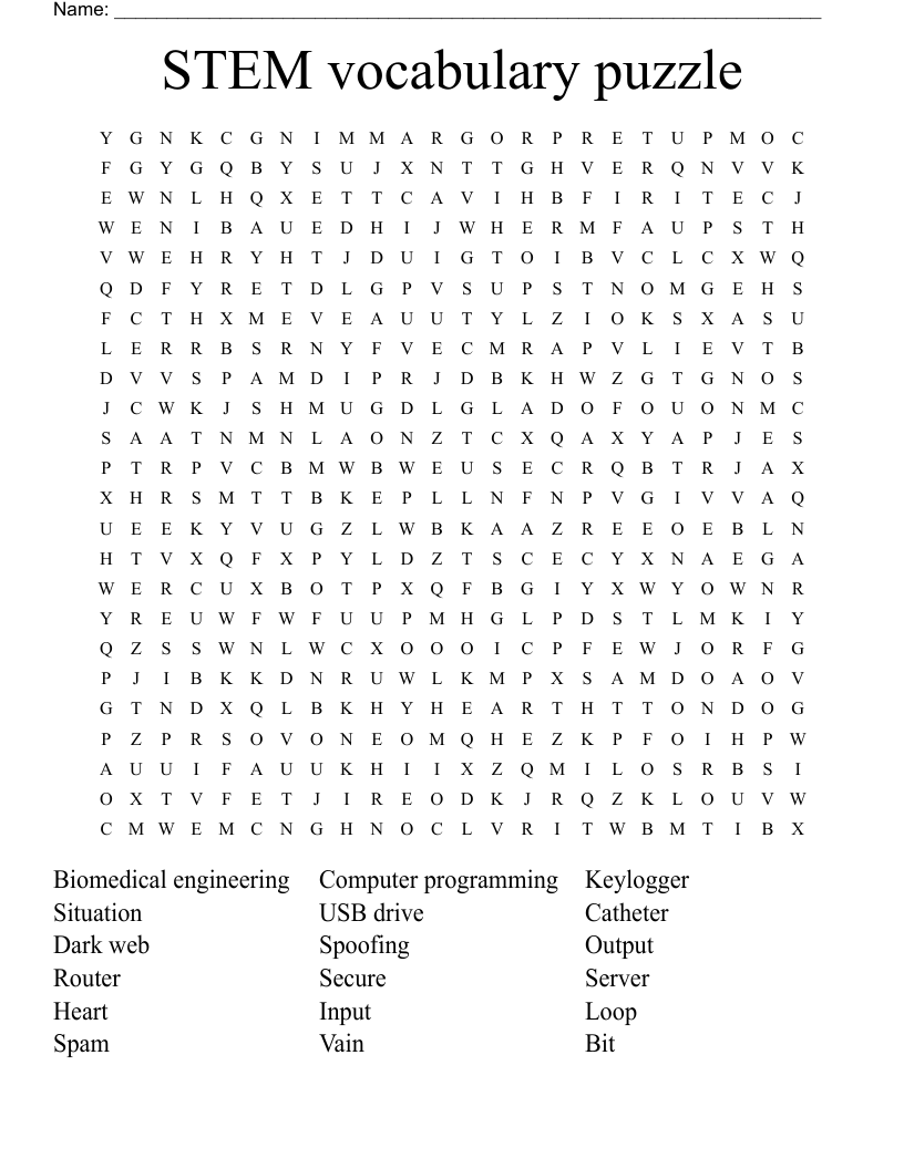 STEM  vocabulary  puzzle  Word Search