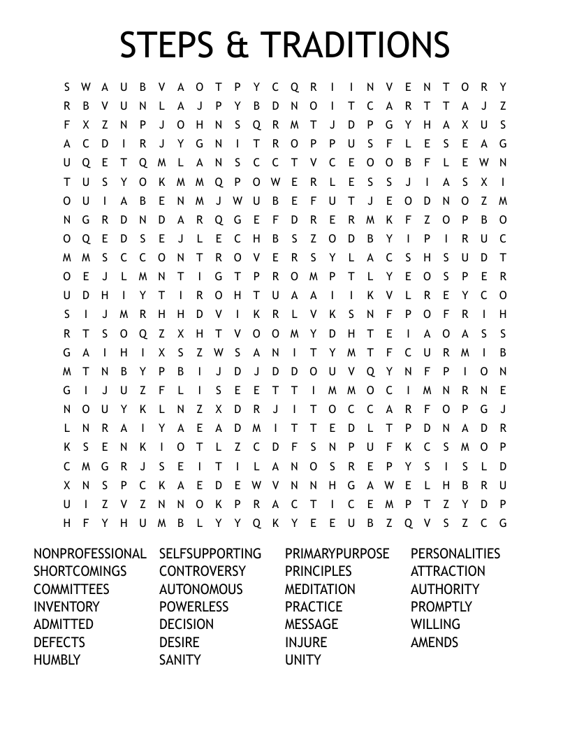 STEPS & TRADITIONS Word Search