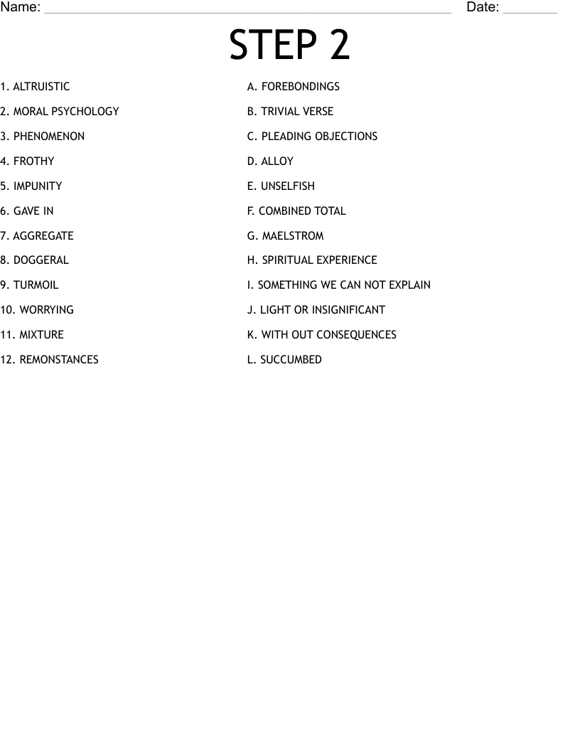 STEP 2 Worksheet