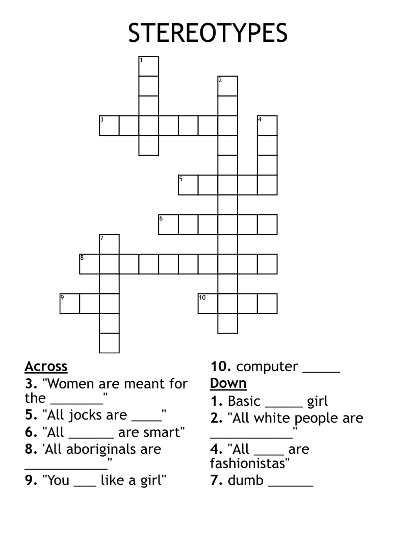 STEREOTYPES Crossword