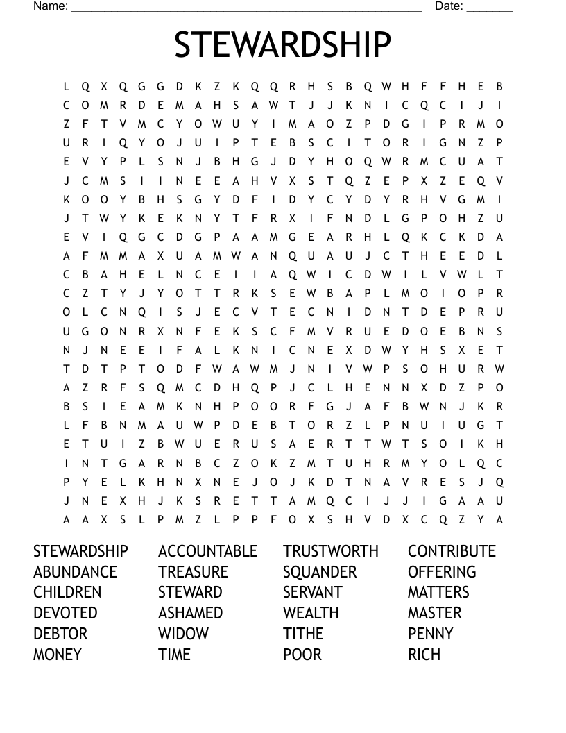 STEWARDSHIP Word Search