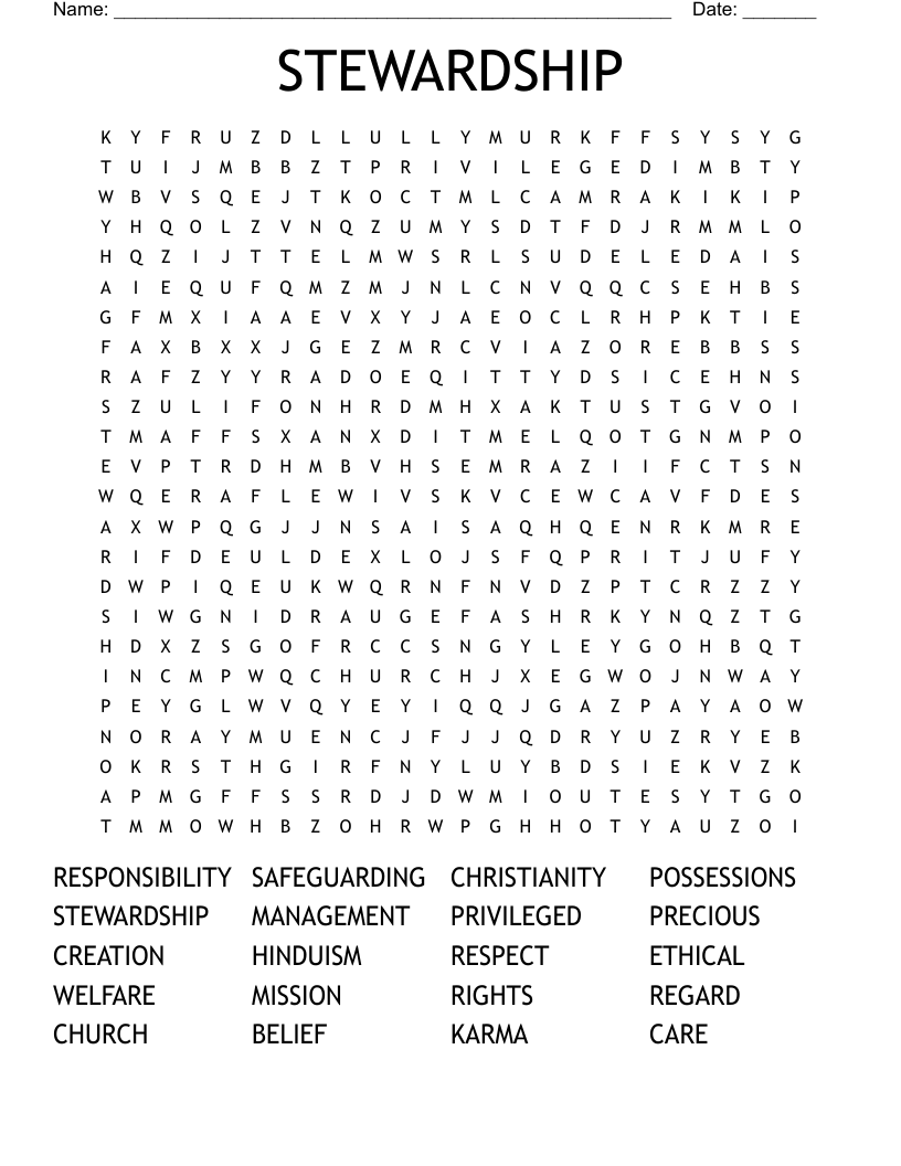 STEWARDSHIP Word Search