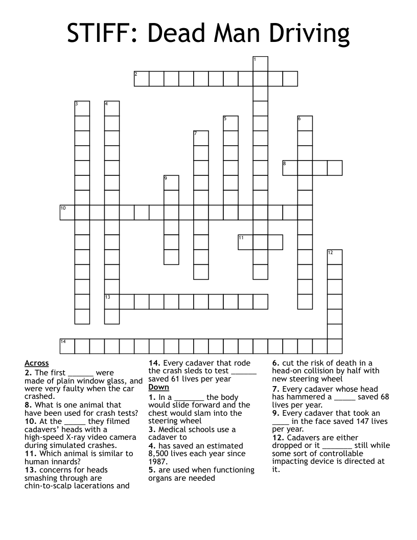 STIFF: Dead Man Driving Crossword