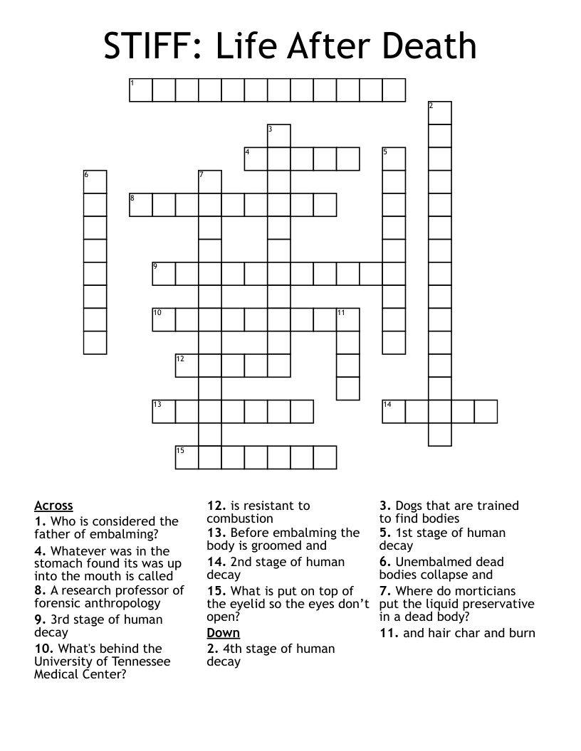 STIFF: Life After Death Crossword