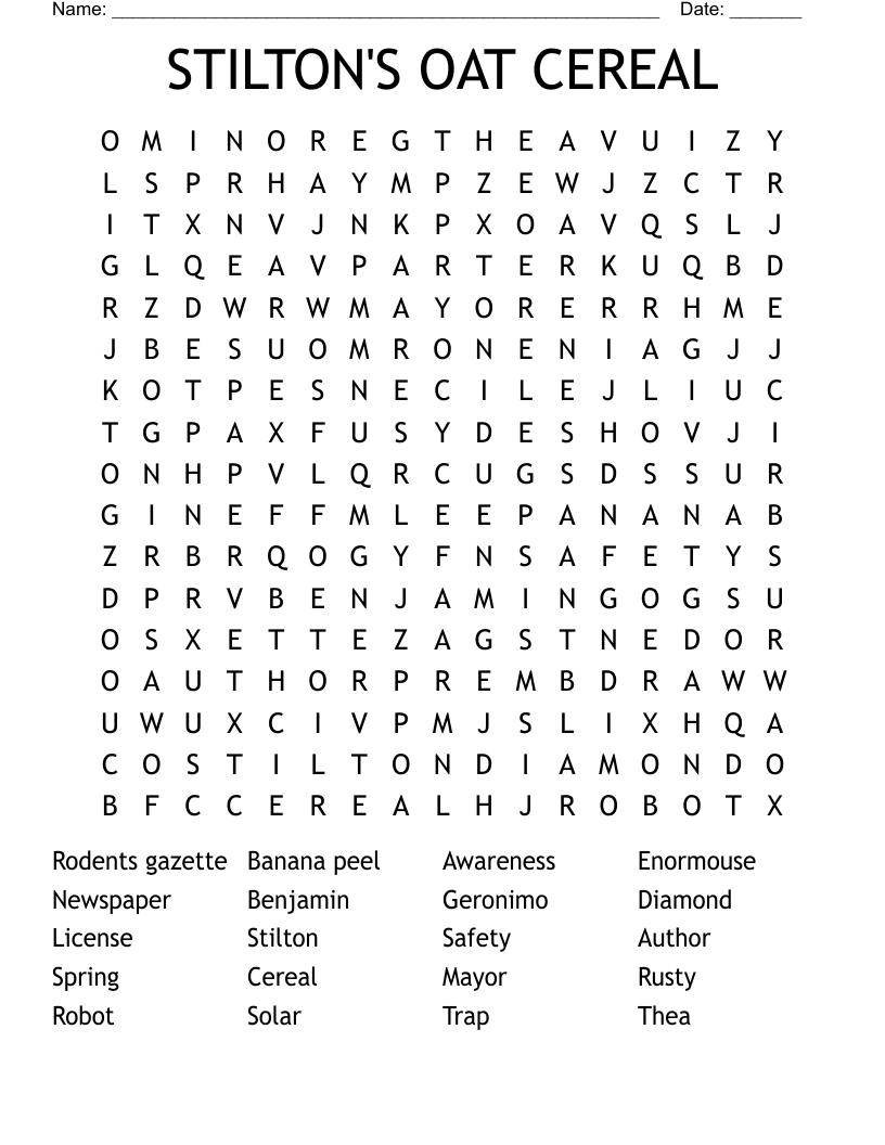 STILTON'S OAT CEREAL Word Search