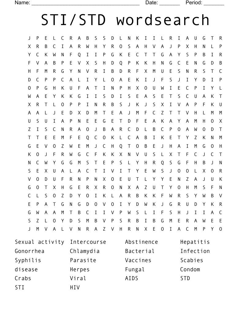 STI/STD wordsearch 