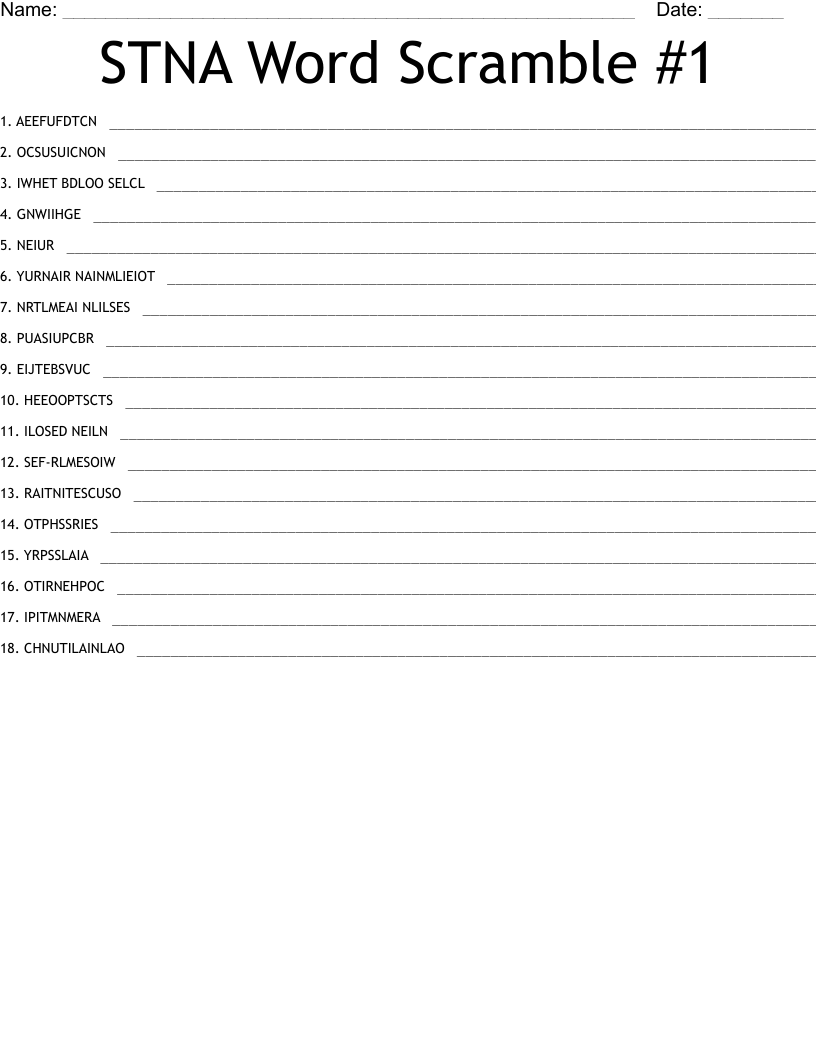 STNA Word Scramble #1