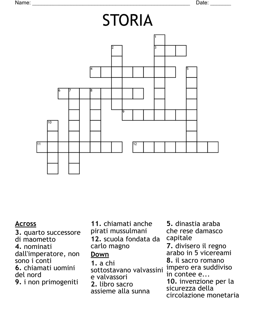 STORIA Crossword