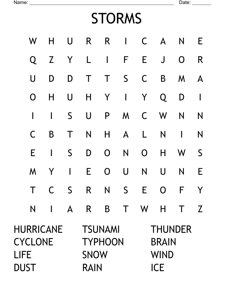 STORMS Word Search
